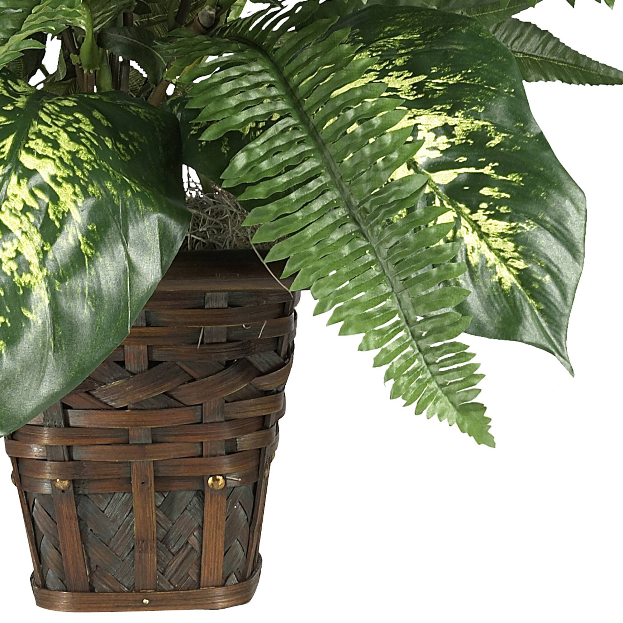 2ft. Mixed Greens Zebra in Wicker Silk Planter